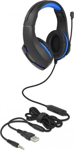 Gaming-headset over-ear met 3,5 mm stereo-jack en blauw LED-licht voor pc, laptop en gameconsoles — thumbnail 3