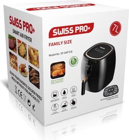 Swiss Pro+ Airfryer XL - Heteluchtfriteuse XXL - 1890W - 7,0L Inhoud - 80ºC tot 200ºC - Zwart — thumbnail 4