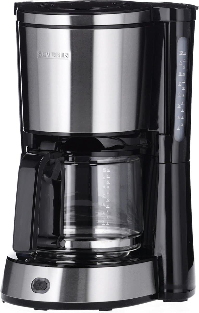 Severin KA 4823 Koffiezetapparaat – 10 Kopjes – 1,25 Liter – Glazen Kan – Druppelstop – RVS/Zwart — afbeelding 1