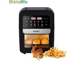 Biolomix - 7L - Airfryers - 8 in 1 - Multifunctionele Elektrische Oven - 1400 Watt - Led Touchscreen - Met Venster - Air Fryer - RVS
