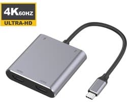 M-TECK Compact USB-C Hub naar 2 x HDMI + USB3.0 + USB-C (voor opladen)
