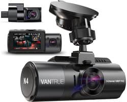 Vantrue N4 3 Lens Dashcam 1440P+1440P+1080P auto-camera, 4K 3840 x 2160P voor infrarood nachtzicht, 24/7 parkeermodus, WDR 2,45 inch IPS, hittebestendig supercondensator dashcam G-sensor max 512 GB