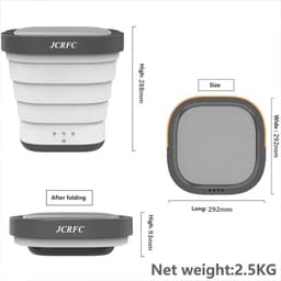 Opvouwbare Camping Wasmachine - Draagbare Mini Wasmachine voor Enige Appartementen - Elektrisch en Turbo - Grijs - Mini wasmachine — thumbnail 4