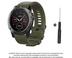 Leger Groen Siliconen Sporthorloge bandje 26mm Quickfit geschikt voor Garmin Fenix 3 / 3 HR / 3 Sapphire / 5X / 6X, D2, Quatix 3, Tactix, Descent MK1, Foretrex 601 en 701 – 26 mm army green smartwatch strap