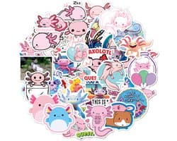 Axolotl Stickers - 50 stuks - Voor laptop, waterfles, muur, kast, auto etc. Dieren/Mexicaanse Salamander stickers