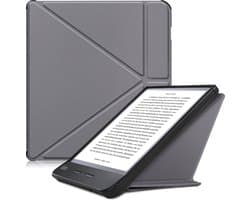 Hoes Geschikt voor Kobo Libra H2O - E-reader Bescherm Hoesje Case Sleep Cover Trifold - Hoes Geschikt voor Kobo Libra H2O Hoesje - Grijs