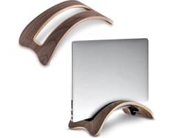 kalibri verticale laptopstandaard voor MacBook - Houten standaard voor laptops - Docking station - Verstelbaar voor laptops tot 2,6 cm dikte - Walnoot