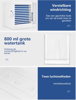 FlinQ Aircooler - Luchtkoeler - tafelventilator - Airco - 800ml Waterreservoir - LED-verlichting — thumbnail 5