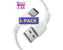 3x USB-C Data- en Laadkabel 2M - 2.4A Snellader Kabel - Fast en Quick Charge Oplaadkabel - Type C Naar USB-A - Oplaadsnoer Telefoon