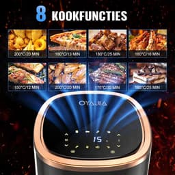 ShopWizz Airfryer - Multifunctionele Lucht friteuse - Digitaal Display - Met Timerfunctie - 8 Kookfuncties - 6L - Wit & Rosegoud — thumbnail 3