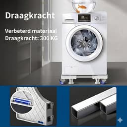 Verstelbaar Verplaatsbaar Wasmachine Onderstel - 4x2 Zwenkwielen - 8 Stevige Poten - Geschikt voor Droger en Koelkast - Multifunctioneel Wasmachine Voetstuk - Verstelbare Basis 45-65 cm - Keuken & Wasruimte Accessoire — thumbnail 3