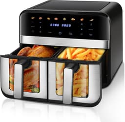 Heteluchtfriteuse XXL met 2 Compartimenten - 9 Liter - 8 Programma's - Olievrij Frituren — thumbnail 1
