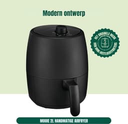 MIRA® Mini airfryer - Airfryer - Airfryer klein - Zwart - 22cm x 28cm x 27cm; 2.25 kg — thumbnail 4