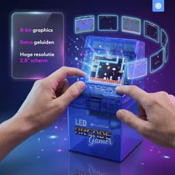 Mini Arcade Machine met 240 Arcade Games - Coole LED Verlichting - Inklapbaar - Geen Internet Nodig - Retro Game Console - Gaming Spelcomputer - Reisspelletjes - Vakantie Speelgoed - Cadeau voor Jongens en Meisjes - Vanaf 6 Jaar - Blauw - Silvergear — thumbnail 2