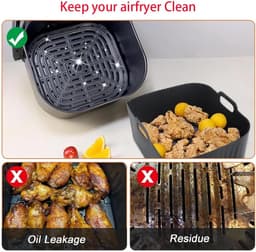 Gigicial Siliconen mandvoeringen voor de airfryer - Airfryer accessoires - Voor AF500EU/500 modellen en vier airfryer standen - 4-pack - Zwarte herbruikbare mandvoeringen — thumbnail 6