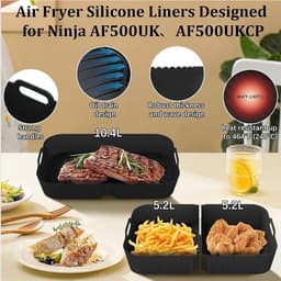 Gigicial Siliconen mandvoeringen voor de airfryer - Airfryer accessoires - Voor AF500EU/500 modellen en vier airfryer standen - 4-pack - Zwarte herbruikbare mandvoeringen — thumbnail 3