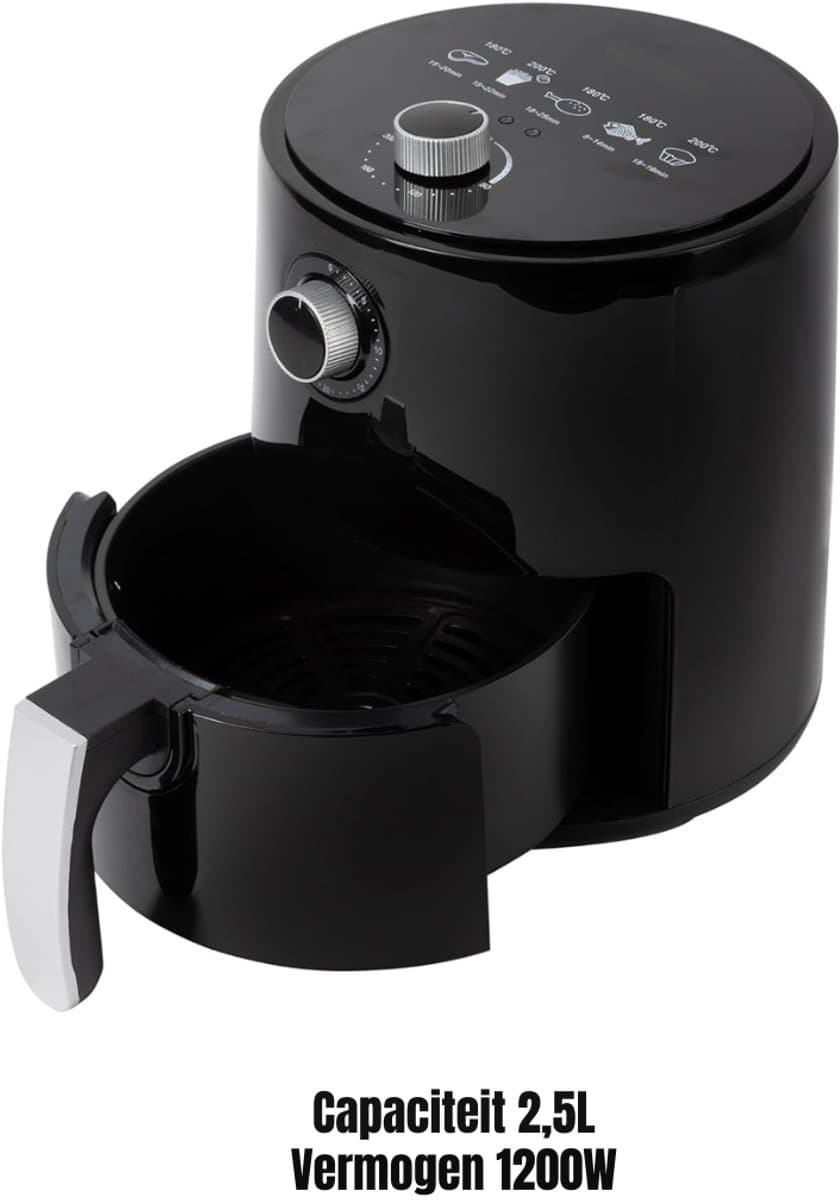 Florixa® Mini airfryer - Airfryer - Airfryer klein - Zwart - ‎27cm x 27cm x 32cm — afbeelding 1