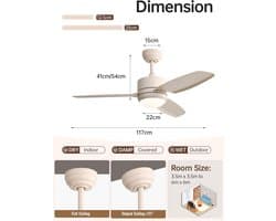 Plafondventilator met Verlichting - Ventilator voor Slaapkamer - Air Cooler met Afstandsbediening - Timerfunctie