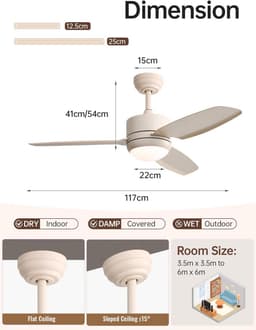Plafondventilator met Verlichting - Ventilator voor Slaapkamer - Air Cooler met Afstandsbediening - Timerfunctie — thumbnail 1