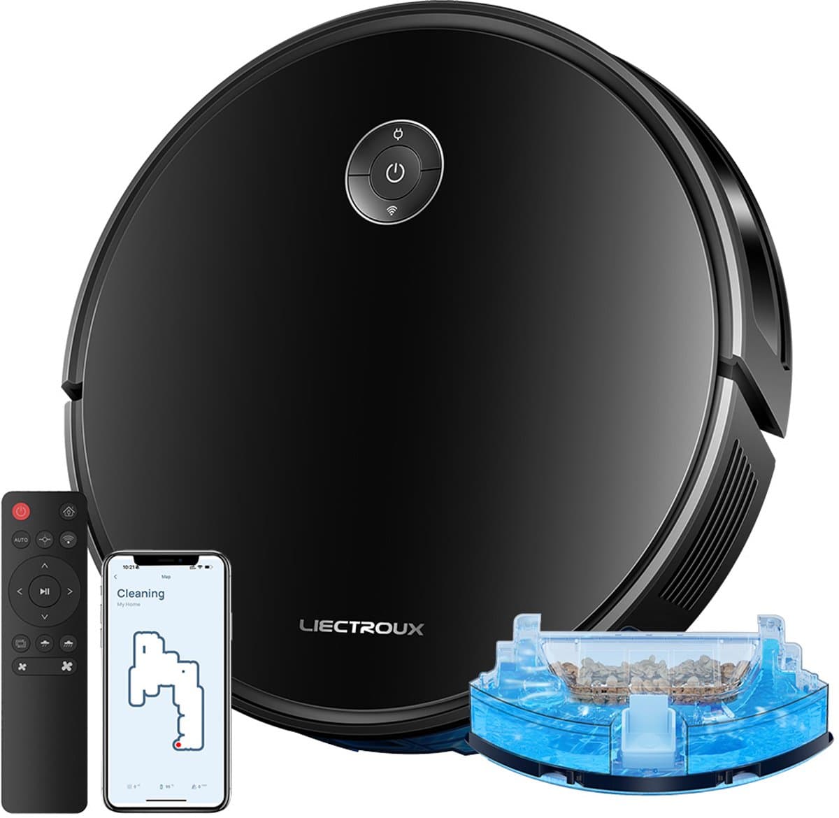LIECTROUX C7 Robotstofzuiger met Dweilfunctie 2-in-1, 6000Pa Sterke Zuigkracht, WiFi/App & Afstandsbediening, Compatibel met Alexa en Google Assistant, Geschikt voor Dierenharen, Tapijt en Harde Vloeren — afbeelding 1