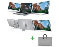 Portable Monitor 2x 15,6 inch Full HD - Tri Screen Laptop Scherm Uitbreider - Extra Scherm Laptop - Draagbare Monitor - Plug & Play - Solvify