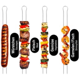 Candala 10x grillspiesjes met handvat - 31 cm dubbele spies van roestv — thumbnail 1