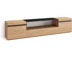 TV-meubel met veel opbergruimte - Modern Dressoir voor Televisies tot 80 inch - Eiken en Zwart