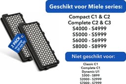 2x Hepa Filter - Geschikt voor Miele Classic Compact C1, Complete C2 & C3 - Koolstof Filter - Hepa Airclean 50 Filter — thumbnail 3