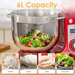 Vedder House - Keukenmachine - Wit - 6 liter - 1200 Watt - Keukenmixer - 6 snelheden - Vaatwasserbestendig — thumbnail 4
