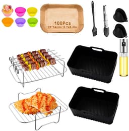 16 delig Airfryer Accessoireset - 304 Roestvrijstaal - Meerdere Lagen Rack voor Dubbele Zone Airfryer - Airfryer Accessoires Complete Set-Inclusief Airfryer Siliconen Bakje - Geschikt voor Philips Airfryer XL & Airfryer XXL HD9650 — thumbnail 2