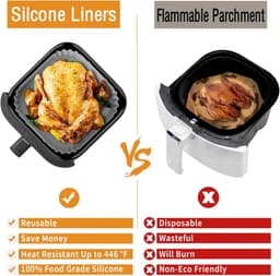 Crispi Accessoires Gescht voor Ninja CRISPi FN101EU, 2 stuks, siliconen vorm voor Ninja Crispi accessoires, 3,8 l en 1,4 l, herbruikbare siliconen vorm voor Airfryer, Ninja Crispi Accessoires — thumbnail 5