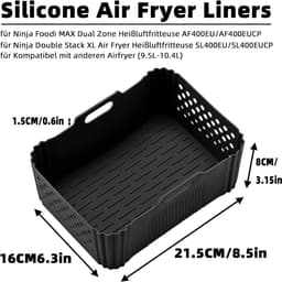 Siliconen vorm heteluchtfriteuse voor Ninja Foodi Max Dual Zone AF400EU, Ninja Airfryer-accessoires 9,5 L 10,4 L, siliconen vorm voor Ninja Double Stack XL SL400EUCP, siliconen voeringen voor Ninja — thumbnail 4