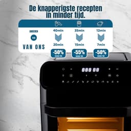 Aurixi® Heteluchtoven - Oven - Airfryer Oven - Zwart - ‎38cm x 31cm x 36cm — thumbnail 4