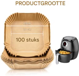 EXCITAT Airfryer bakplaten - Wegwerpbare bakplaten - 20x20cm - Geschikt voor Airfryer ovens - 100 stuks — thumbnail 4
