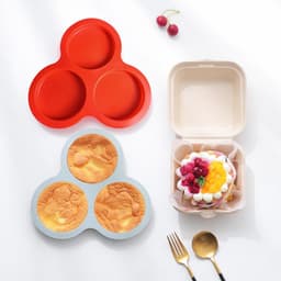 Siliconen cakevorm - 2 stuks - Taartvorm - 10 cm diameter - Eiervorm - Eierring - Bakplaat voor de airfryer - Voor Magnetron Kleine Taartjes Puddings Taart Ontbijt Patty - Geschikt voor airfryers van 6 liter en groter - rood — thumbnail 2