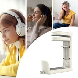 2 stuks Koptelefoonhaak voor Bureau - 360° Draaibare Haak Houder Voor Hoofdtelefoon - Kantoor Headset Stand | Voor Kantoor Thuiswerkplek Computer Slaapkamer Dormitory，wit — thumbnail 2