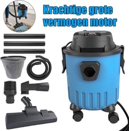 15L Shop-stofzuiger Nat en Droog, 3 piek pk Poly Nat-Droog Stofzuiger met accessoires, krachtige motor, draagbare handgreep/rolletjes met aftapblaas, voor auto, garage, werkplaats, dierenharen — thumbnail 1