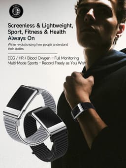 WizBay Premium Select® Smart Bracelet - Screenloze Gezondheidsarmband - ECG - HRV - Hartslag - Zuurstof - Temperatuur - Glucosetrends - BMI - iOS en Android - IP68 - Zilver Rosé — thumbnail 3