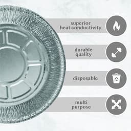 Ronde aluminium bakvormen van 20 cm, wegwerpbaar, geschikt voor de vriezer en oven - Voor bakken, koken, bewaren, braden en opwarmen - Verpakking van 100 stuks - Geschikt voor airfryers met een inhoud van 4-4,5 liter — thumbnail 2