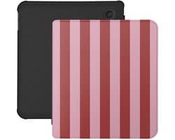 Lunso Geschikt voor Kobo Libra Colour hoesje (7 inch) - Vegan Saffiano Leren Sleep Cover - Candy Floss
