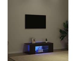 Moderne TV Kast Laag Zwart Eiken met Lades en USB LED Verlichting