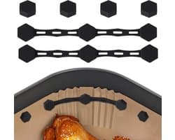 Airfryer Magneten - Bakpapier Houder - Voorkomt Wapperen & Verbranden van Inlegvellen - Universele - Hittebestendig & BPA Vrij Siliconen - Set van 2 - Zwart - Airfryer