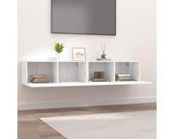 Set van 2 Dressoirs Hout Wit voor Televisie en Media