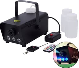 Lighto | Rookmachine met RGB LED | 500W | Inclusief 2x 250ml rookvloeistof & afstandsbediening | 7 kleuren | Zwart — thumbnail 1