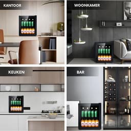 Aurixi® Professionele Horica Minibar Koeling – Wijnkoelkast 48L – Flessenkoelkast met Glazen Deur – Mini Koelkast met Glazen Deur – Kleine Drankenkoelkast – 2 Opslagniveaus – Minibar - Zwart - 48cm x 43cm x 51cm — thumbnail 6