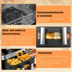 HOB Dubbele Airfryer - 10 L capaciteit - 2 bakken - Doorzichtig kijkvenster - Digitaal touchscreen - 12 Functies - Compact design - 2600 W — thumbnail 3