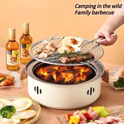 Koreaanse BBQ-grill Houtskoolkachel Houtskoolgrill Roestvrij staal Outdoor Camping Koken Thee rond de kachel Barbecuekachel — thumbnail 1