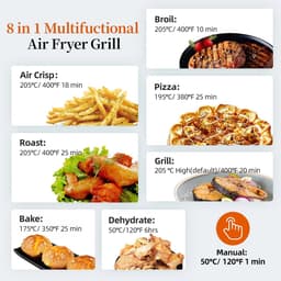 Sensova - 8-in-1 Airfryer Grill 8 Liter met Touchscreen - Elektrische Heteluchtfriteuse en Grill in Één voor Gezond en Rookvrij Koken - 360° Luchtcirculatie - Inclusief Grillrooster, Frituurmand en Kookpan - RVS Behuizing — thumbnail 5