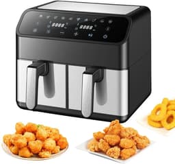 Sensova - Airfryer 8L met Dubbele Lades 2000W – Heteluchtfriteuse met 2×4L Onafhankelijke Manden, 10 Automatische programma’s - LED Touch Bediening - Temperatuur 80–220°C - Vaatwasserbestendig — thumbnail 1