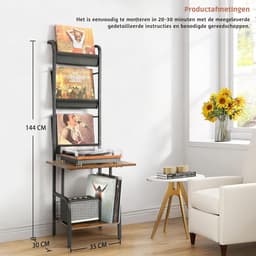 VH Supplies® Platenspeler Meubel - Platenspeler Kast - Draaitafelstandaard - 35 x 30 x 144 cm — thumbnail 2